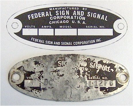 Federal Sign and Signal Replacement Badge Model 28 EG EP V VL VG O Sirens 